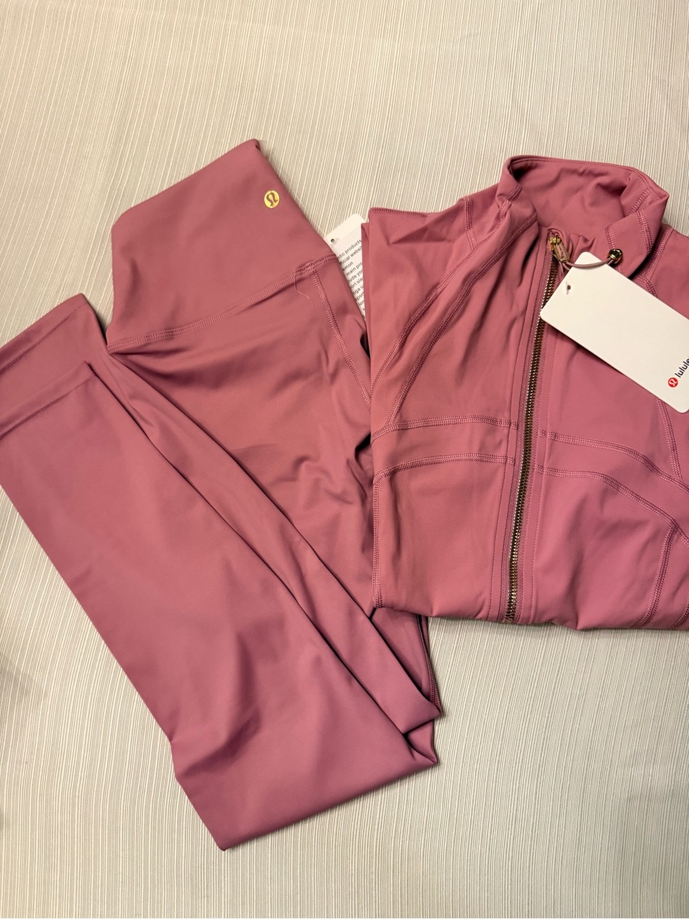 lululemon athletica Rose Pink Leggings and Zip Jacket Set